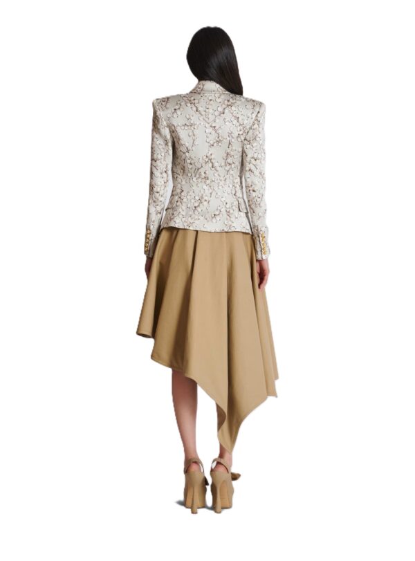 blazer en satin ivoire ornée de motifs floraux dos
