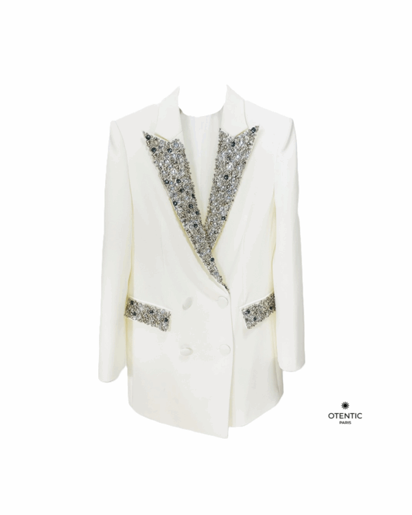 Blanc imbibé perle et diamants blanc