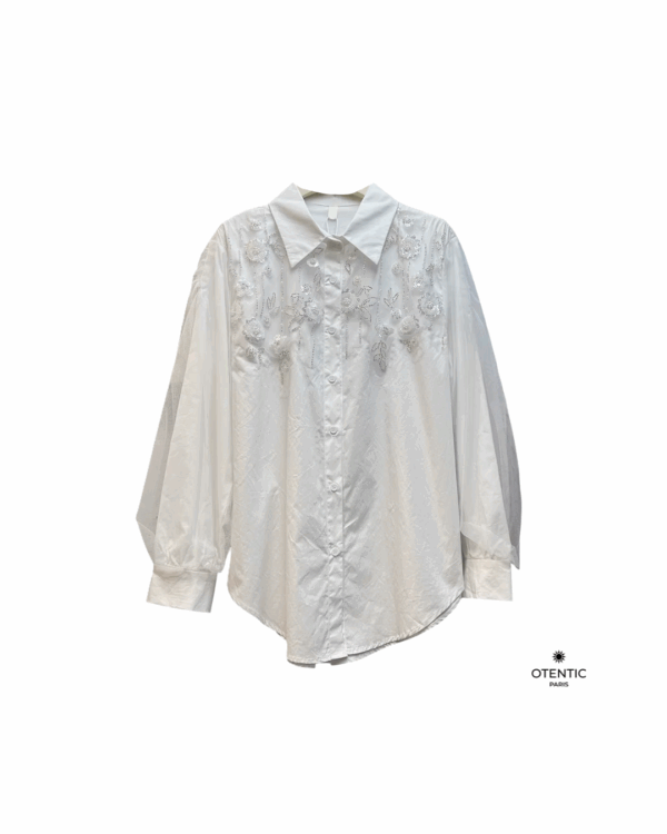 Chemise élégante à strass et manches longues