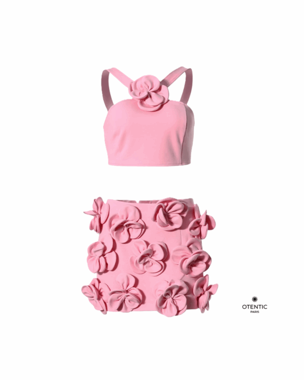 Ensemble top dos nu et jupe taille haute élégant