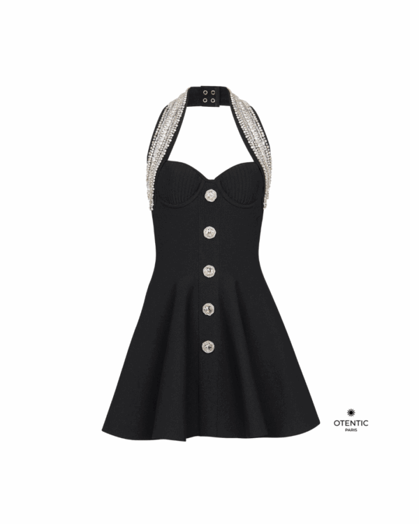 Robe à boutons argentés