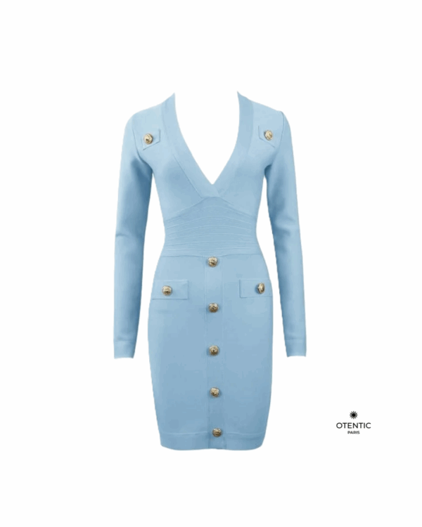 Robe blazer élégante façon red carpet bleu clair