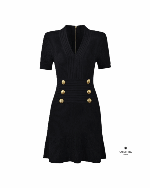 Robe douce à manches courtes et coupe ajustée noire
