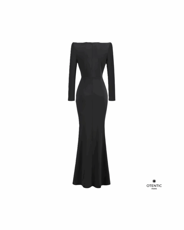 Robe glamour manches longues à cristaux dos