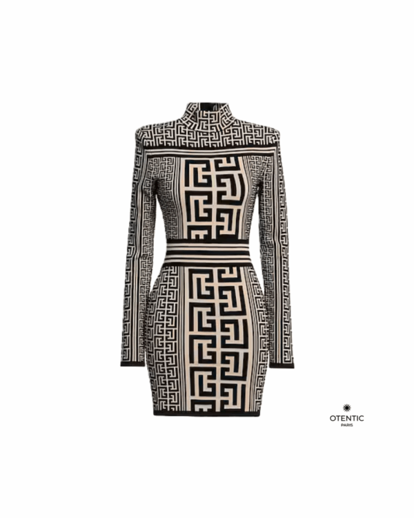 Robe tricot à motif géométrique