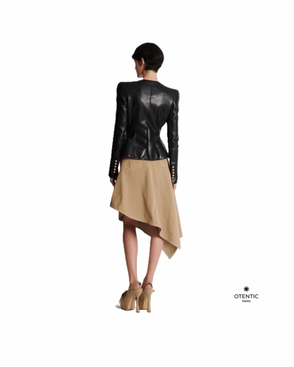 Veste en cuir noire dos