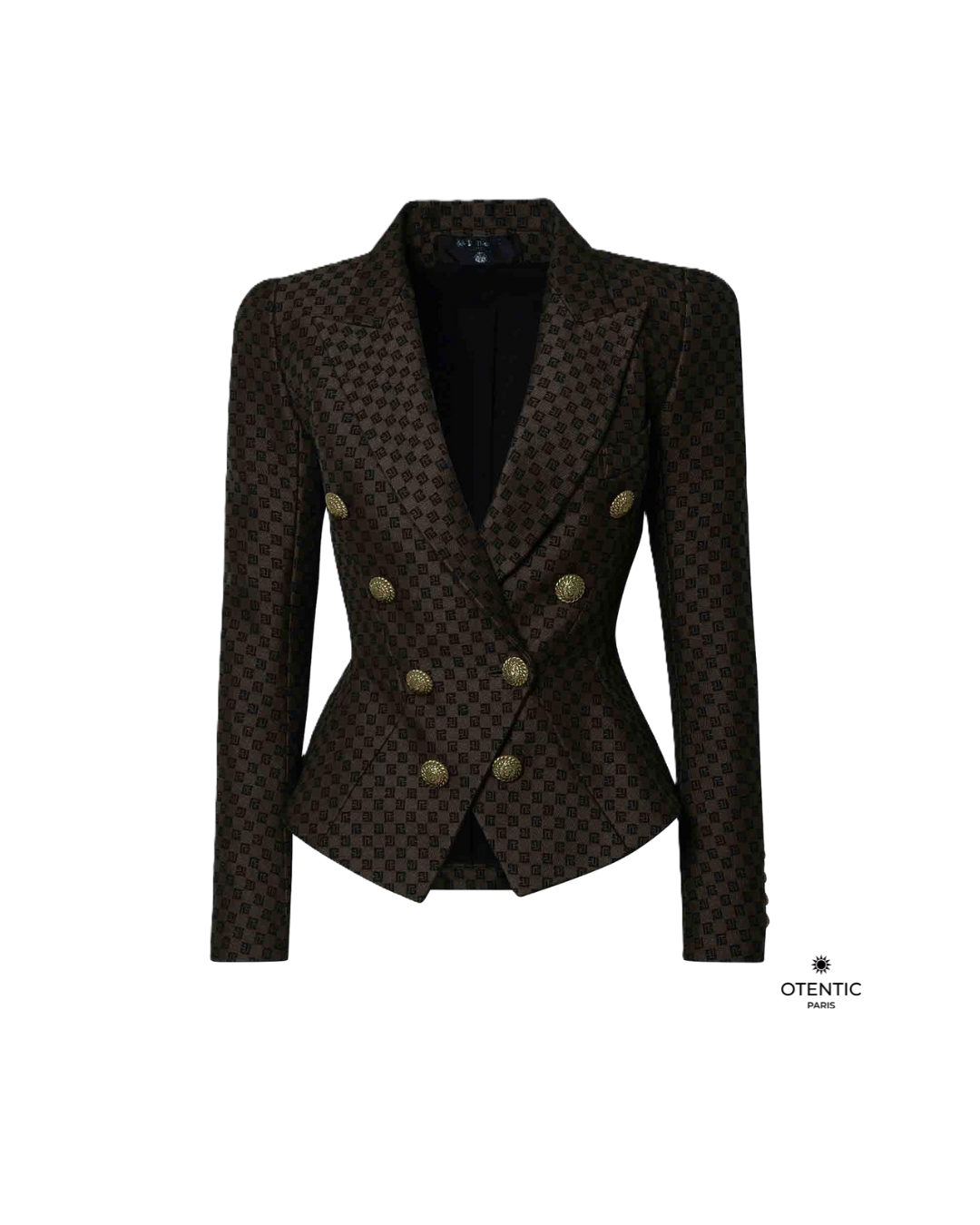 Blazer Slim Fit Femme Marron à Monogramme