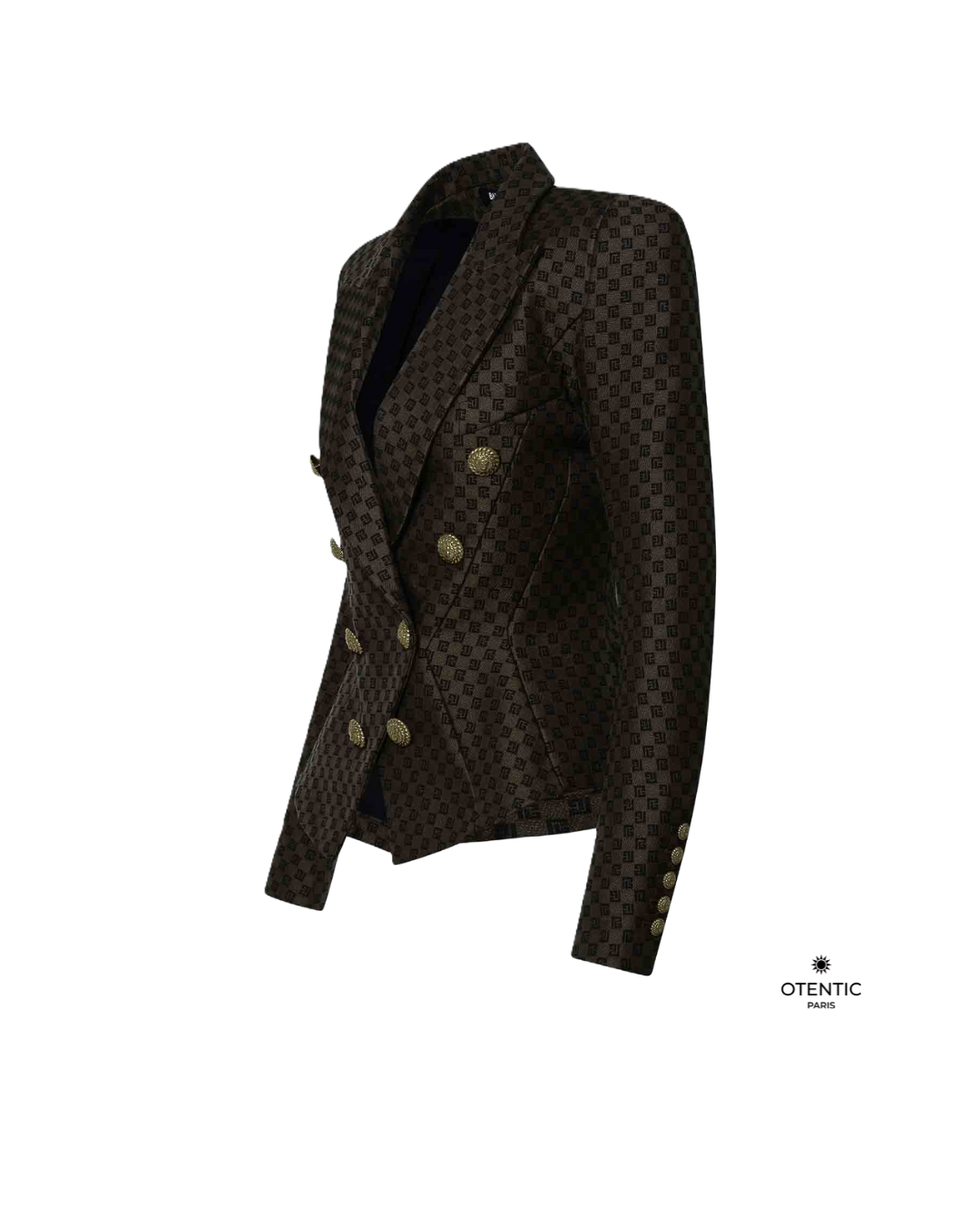 Blazer Slim Fit Femme Marron à Monogramme – Image 3