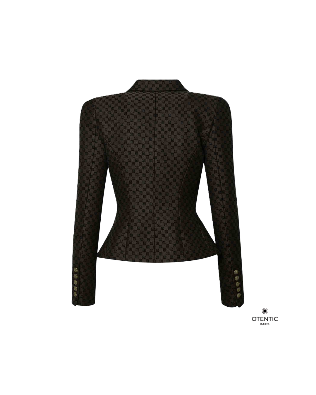 Blazer Slim Fit Femme Marron à Monogramme – Image 4