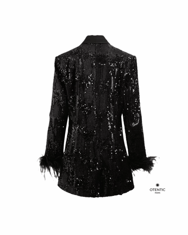 Blazer noir chic à plume dos