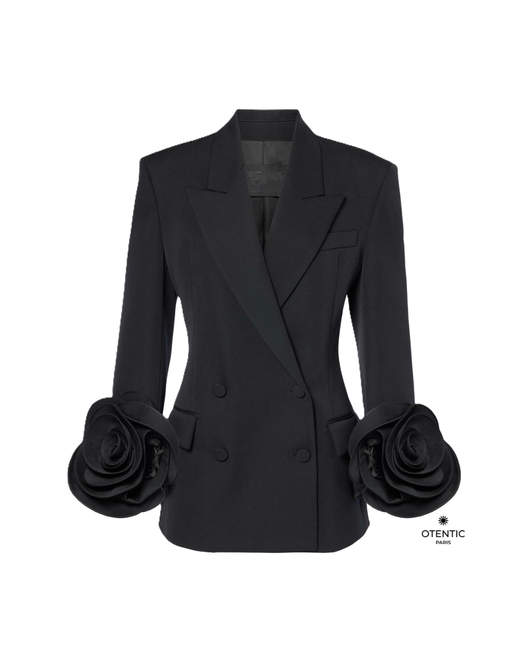 Veste noire ornée de fleurs