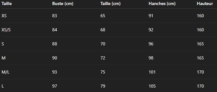 Tableau de taille Robe glamour manches longues à cristaux
