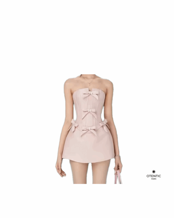 robe élégante à nœud et encolure dégagée corps