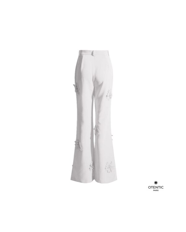 Pantalon motif à fleurs blanc