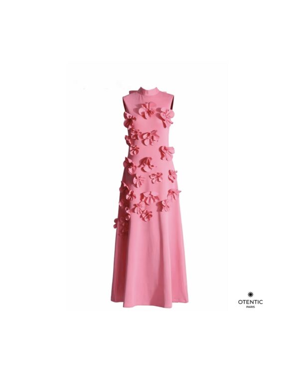 Longue Robe à Fleurs rose