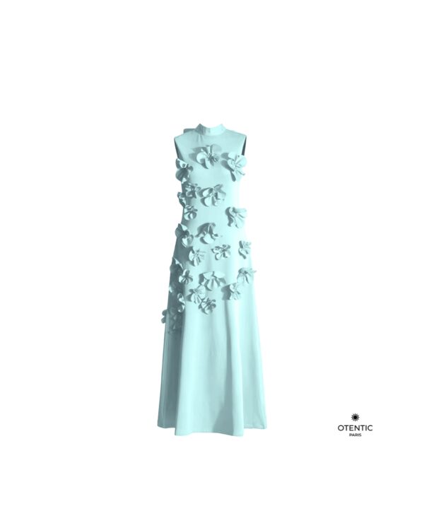 Longue Robe à Fleurs turquoise