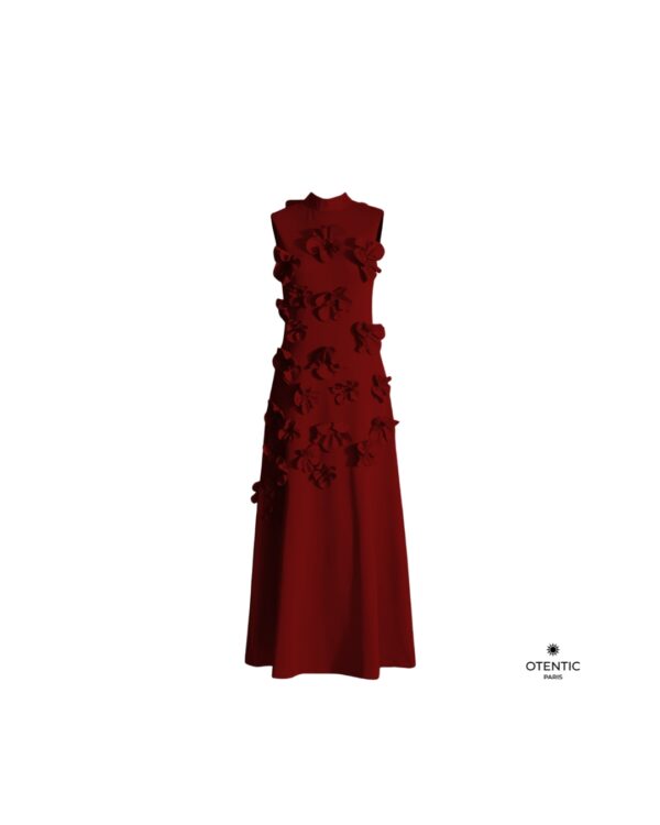 Longue Robe à Fleurs bordeaux