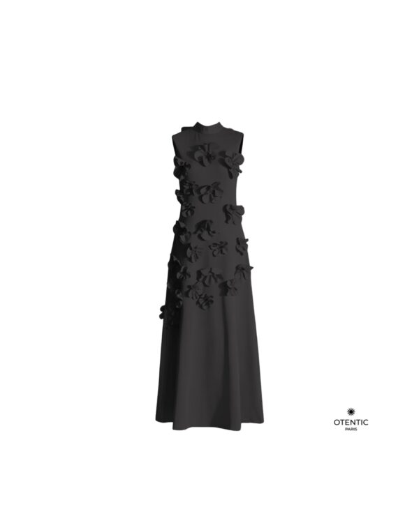 Longue Robe à Fleurs noir