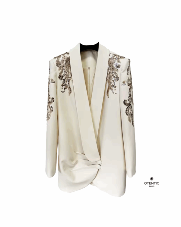 Veste Drapée Brodée Luxe