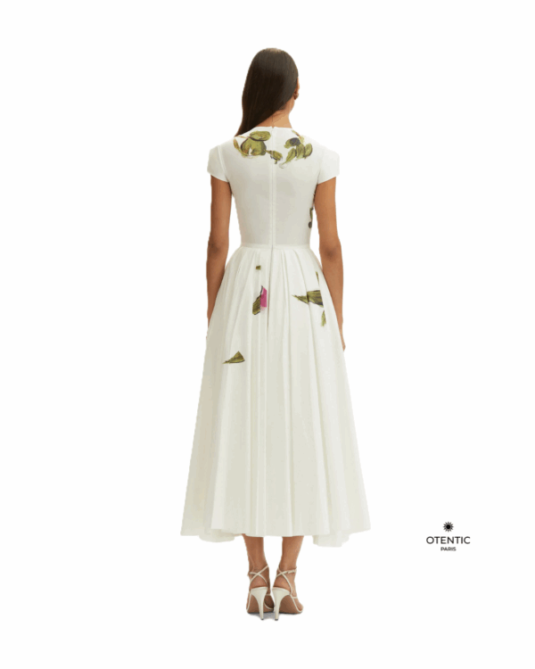 Robe midi blanche à imprimé floral rose dos