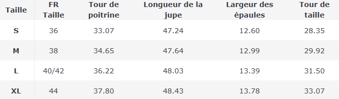 Tableau de taille Robe Longue Plissée Structurée