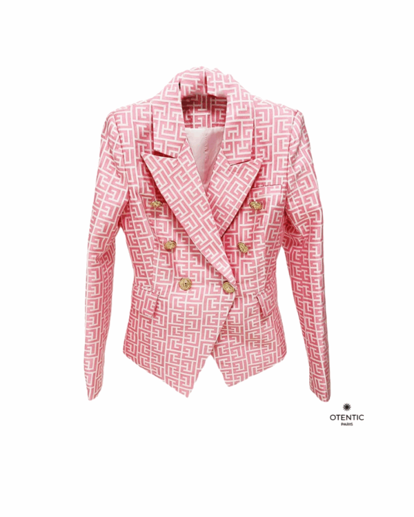 Blazer Slim Femme Classique à Motifs rose